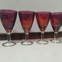 Стари соц чаши за ракия от цветно стъкло,  тънкостенни , снимка 5 - Чаши - 45405362