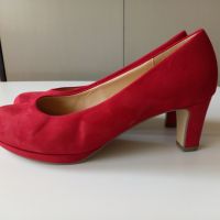 Дамски червени обувки от велур с нисък ток Gabor номер 38, снимка 5 - Дамски обувки на ток - 45261798