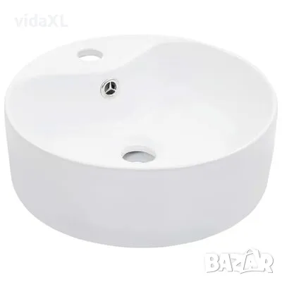 vidaXL Мивка с преливник, 36x13 см, керамична, бяла（SKU:143911, снимка 1