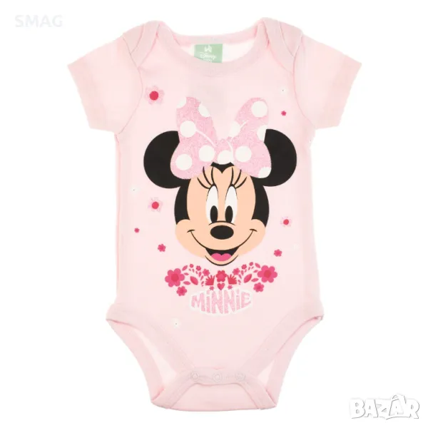 Бебешко Боди Памучно къс ръкав Мини с розов блясък S_1233528, снимка 1