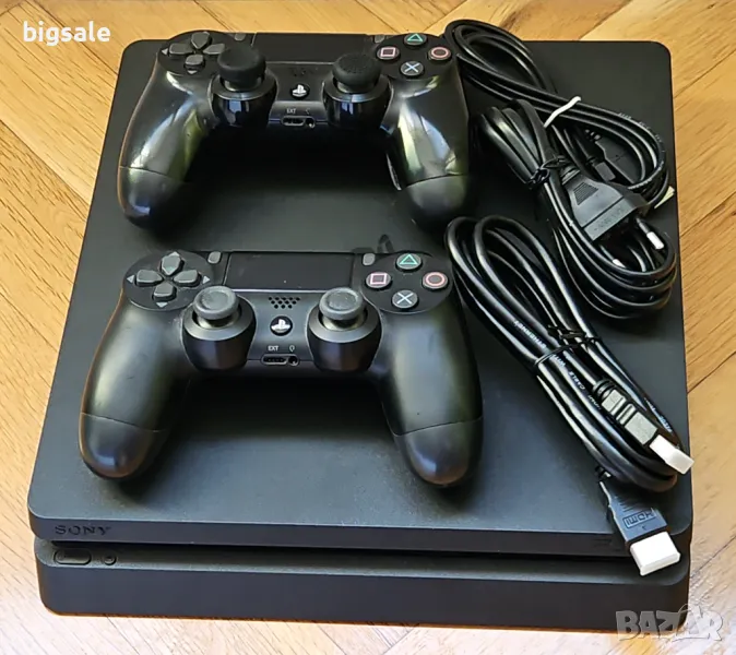 Playstation 4 Slim 1TB PS4 Плейстейшън слим конзола с 2 джойстика игра, снимка 1