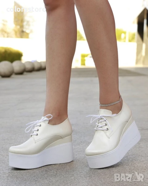 Обувки на платформа - бяла перла - 120K , снимка 1