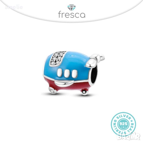 Final SALE! Разпродажба! Талисман Fresca по модел Пандора сребро проба 925 Pandora Airplane Blue. , снимка 1