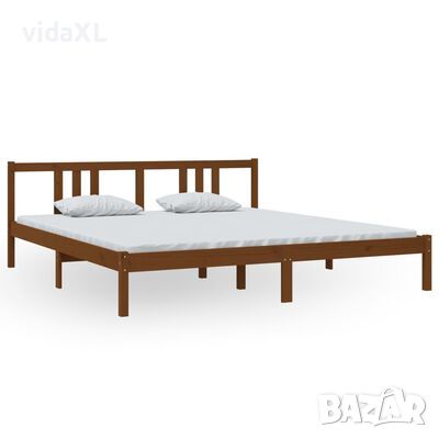vidaXL Рамка за легло, меденокафява, дърво, 180x200 cм, Super King(SKU:814902, снимка 1