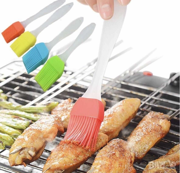 Силиконова четка за нанасяне на масло, 16x3 см, Оранжева, снимка 1