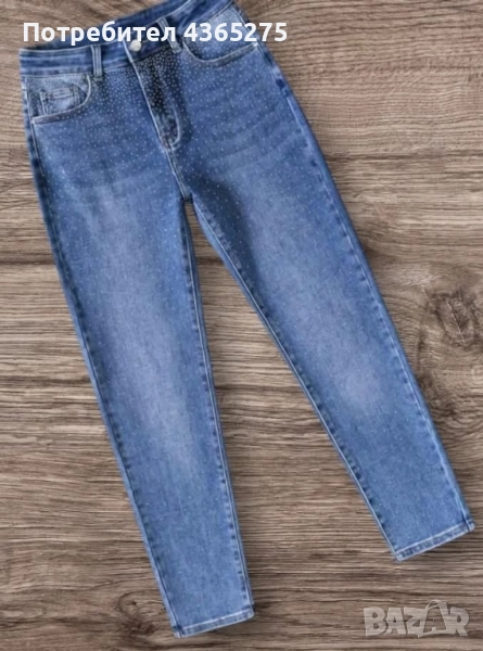 намалени на 35лв-модел дамски дънки с камъчета, снимка 1