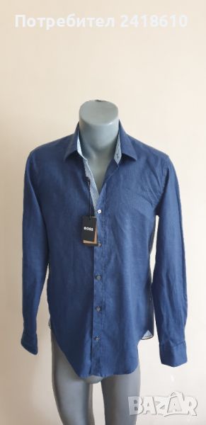 Hugo Boss Slim Fit Stretch Linen Mens Size S ОРИГИНАЛ! НОВО! Мъжка Ленена Риза!, снимка 1