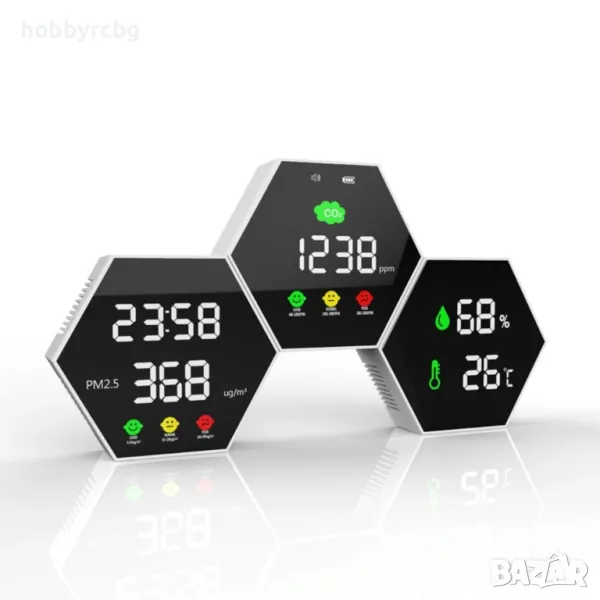 DM1507, Монитор за качеството на въздуха CO2, PM2.5, влага и температура, снимка 1