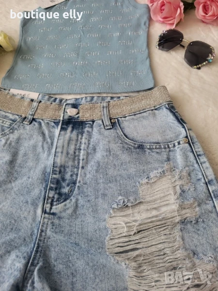 дънкови къси панталони Л размер, снимка 1