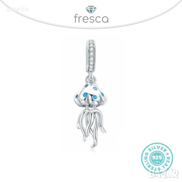 Талисман Fresca по модел тип Pandora Пандора сребро 925 Jellyfish Life. Колекция Amélie, снимка 1
