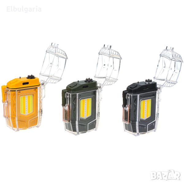 Електрическа LED запалка с 2 лампи и 9 режима на светене, акумулаторна батерия, USB C, 2948, снимка 1
