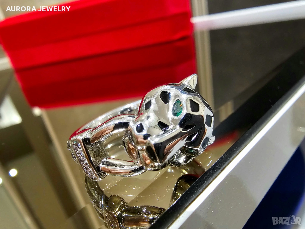 CARTIER Panthere de Cartier White Gold Black 5 Diamonds Пръстен, снимка 1