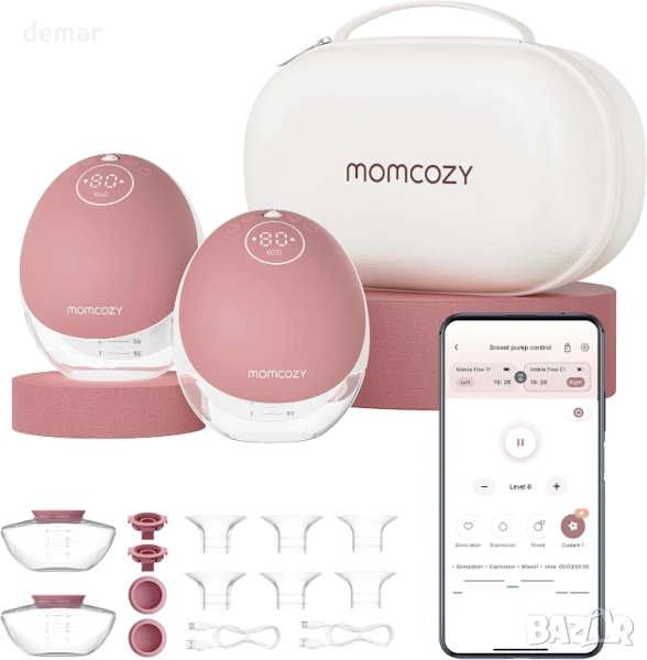 Помпа за кърма Momcozy Mobile Flow М9, приложение, (Cozy Red, 2 броя), снимка 1
