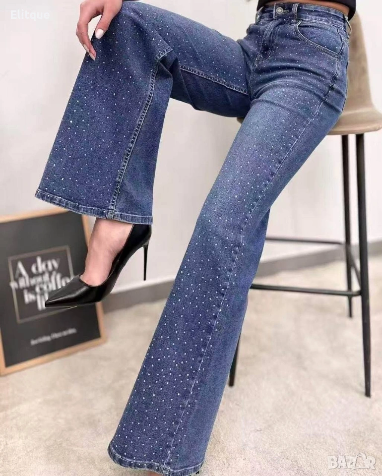 дамски дънки с камъни , снимка 1