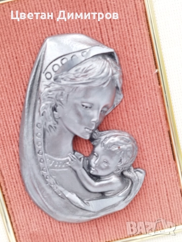 Винтидж стенна картина Мадона с дете в дървена рамка, снимка 7 - Декорация за дома - 52052785