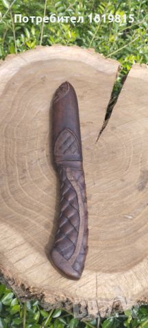 Касапски нож с ръчна дърворезба , снимка 5 - Ножове - 45931296