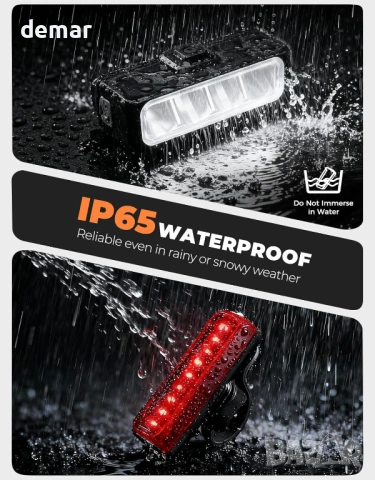 Велосипедни светлини 1500LM Супер ярки, отпред и отзад, 4+5 режима, IP65, 2600mAh, снимка 6 - Аксесоари за велосипеди - 53604252