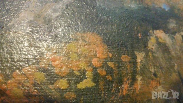 Маслена картина пейзаж с дървета, скали и цветя, снимка 10 - Картини - 53020196