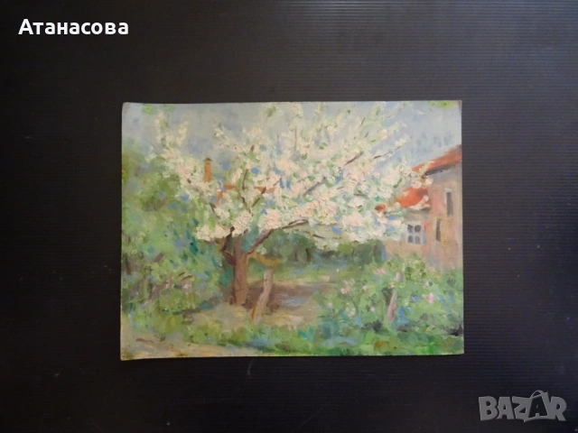 ТАНЯ ТАНЧЕВА картина Пейзаж Пролет масло 1990 г #2, снимка 6 - Картини - 54169963