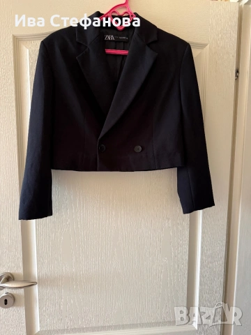 Черно късо елегантно класическо сако блейзер Zara zara Зара отлично състояния , снимка 3 - Сака - 52841097