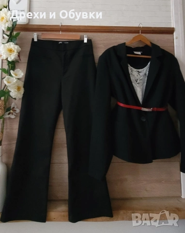 Черен костюм панталон ZARA , снимка 4 - Костюми - 51677886