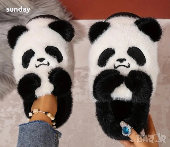 пухкави пантофи панда