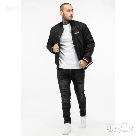 Оригинално мъжко яке LONSDALE бомбър XL – черно, ново, с етикети, снимка 3 - Якета - 50703882