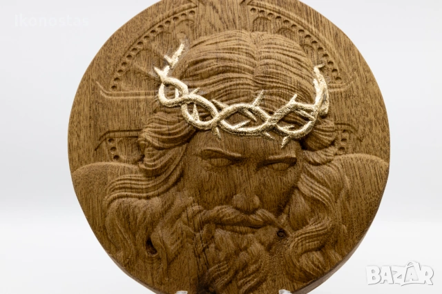 Позлатена релефна икона „Мъките Христови“ от дъб, снимка 5 - Икони - 53222935