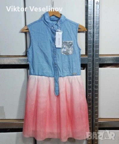 НОВА Детска Ролкя GUESS Размер 14 / 164 см Без Ръкави Дънкова