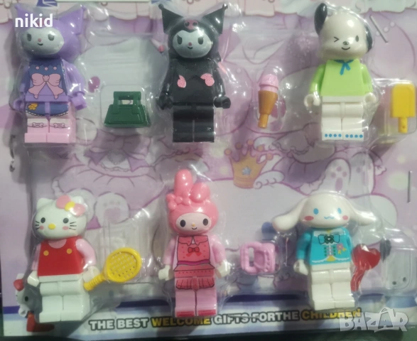 6 фигурки за Лего конструктор Санрио Kuromi Куроми sanrio пластмасови фигурки за игра и украса торта