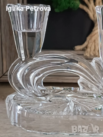 Кристален свещник -Бохемия , снимка 5 - Антикварни и старинни предмети - 52713823