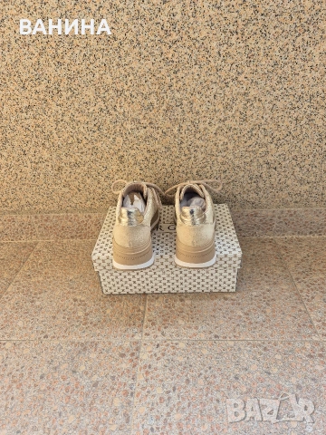 TERGAN ДАМСКИ СНИКЪРСИ С МОДЕРНА ВИЗИЯ В БЕЖОВ ЦВЯТ И ЗЛАТЕН БЛЯСЪК, снимка 4 - Маратонки - 53603061