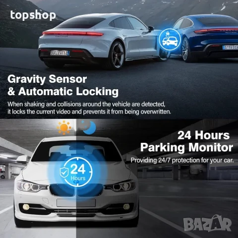 НОВ Dash Cam, DVR, автомобилна камера Miden S7 2.5K, предна и задна, 64GB, Full HD, 3.2 инча, снимка 6 - Аксесоари и консумативи - 50556526