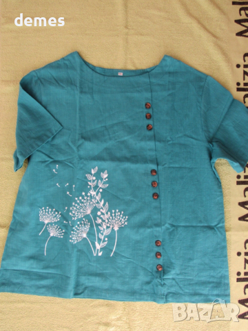 Дамска лилава блуза райе от тафта, размер XXL, снимка 2 - Туники - 53127057