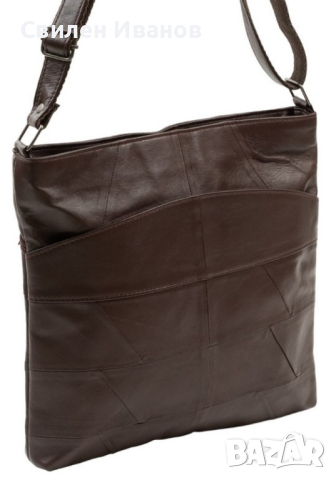 Стилна дамска чанта от естествена к. с дълга дръжка за рамо 28/28см, снимка 2 - Чанти - 44994356