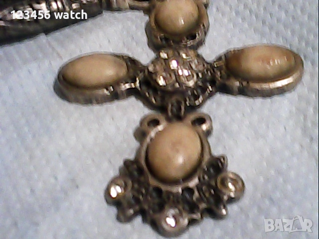 стар посребрен гердан сес голам кръст, снимка 3 - Антикварни и старинни предмети - 53652219