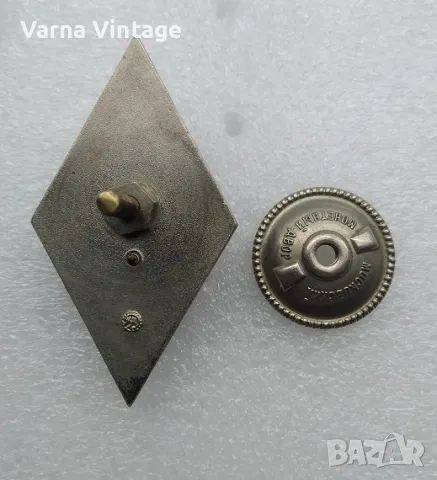 Ромб Знак за завършване на Военно училище СССР. емайл. позлатяване.марк. (2), снимка 4 - Колекции - 50260719