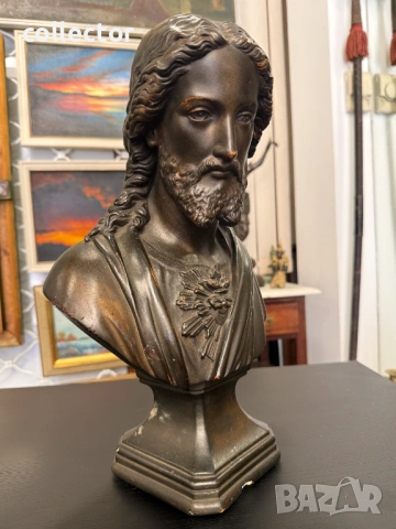 Тониран гипсов бюст на Исус Христос, - „Светото сърце“ №7935, снимка 3 - Колекции - 53794988