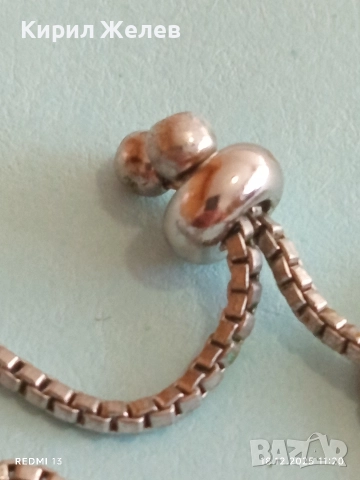 Боло гривна стерлингово сребро с кръгъл диск инкрустирани кристали 33900, снимка 4 - Гривни - 52834790