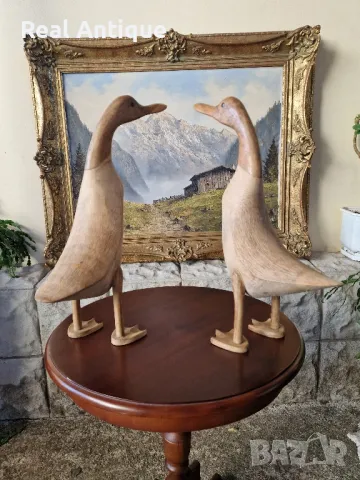 Чифт страхотни антикварни английски дървени фигури статуетки , снимка 4 - Статуетки - 50304666