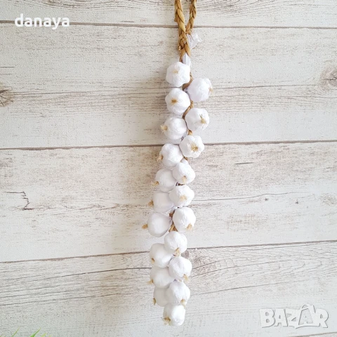 6063 Връзка изкуствен чесън за декорация и украса, 2 размера, снимка 8 - Изкуствени цветя - 51352178