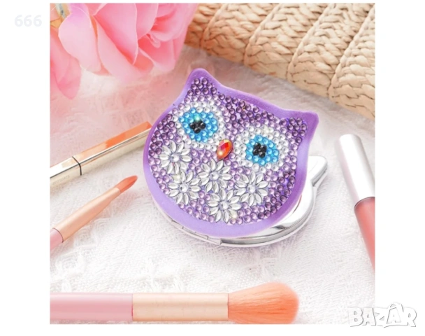 Компактно огледало с лилава диамантена картина, снимка 2 - Други стоки за дома - 53817918