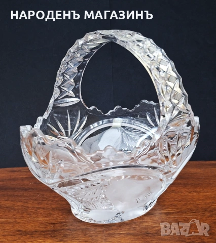 T.G. Hawkes & Co. New York Голяма кристална фруктиера кошница с дръжка за плодове бонбониера кристал, снимка 2 - Други ценни предмети - 53816129