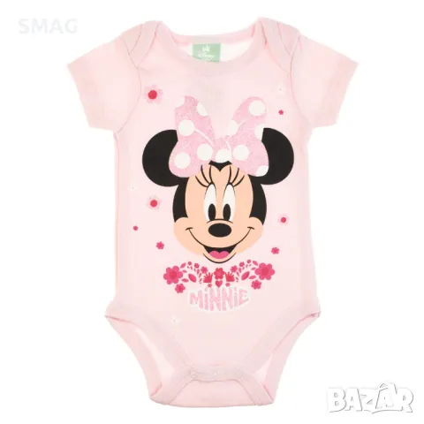 Бебешко Боди Памучно къс ръкав Мини с розов блясък S_1233528