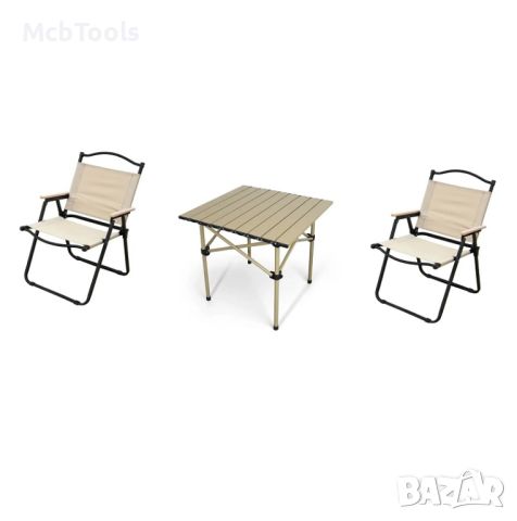 Комплект къмпинг маса + 2 стола, снимка 1 - Градински мебели, декорация  - 46434576