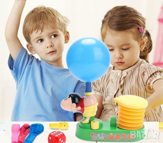 Забавна детска игра със зарчета и количка за надуване на балони 6 / Сложете балон на поставката за н, снимка 6 - Други - 45797629
