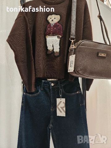 Кафяв пуловер с мече , снимка 4 - Блузи с дълъг ръкав и пуловери - 52537475