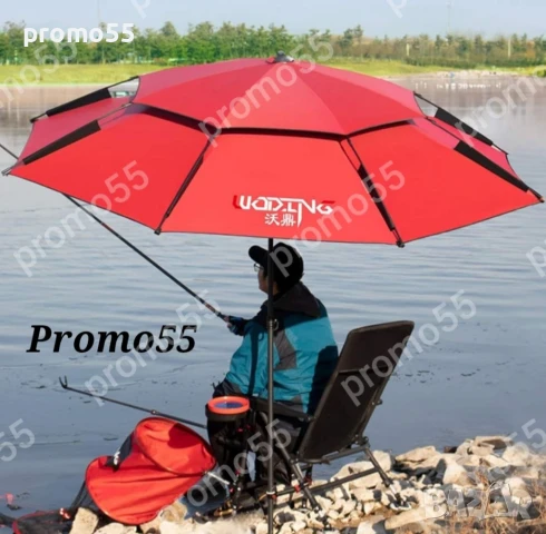 Чадър за плаж и риболов с чупещо рамо, УВ защита и тризъбец 220см., снимка 2 - Екипировка - 50639827