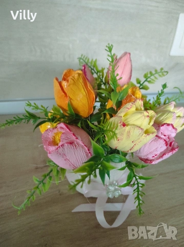 Букет от керамични цветя , снимка 4 - Декорация за дома - 53718029