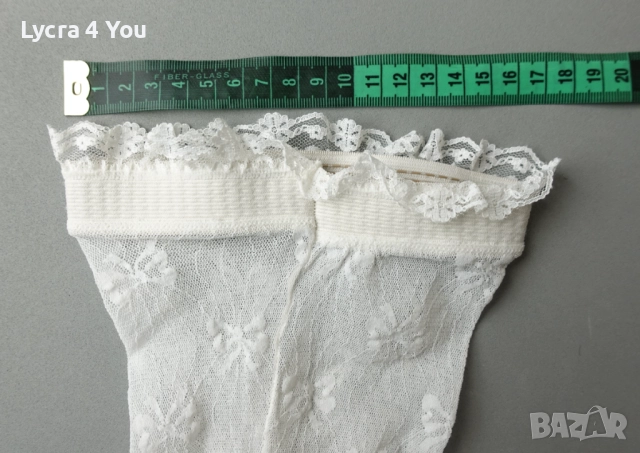 Бели ретро чорапи с ластик и ръб по дължината, снимка 5 - Дамски чорапи - 52459854